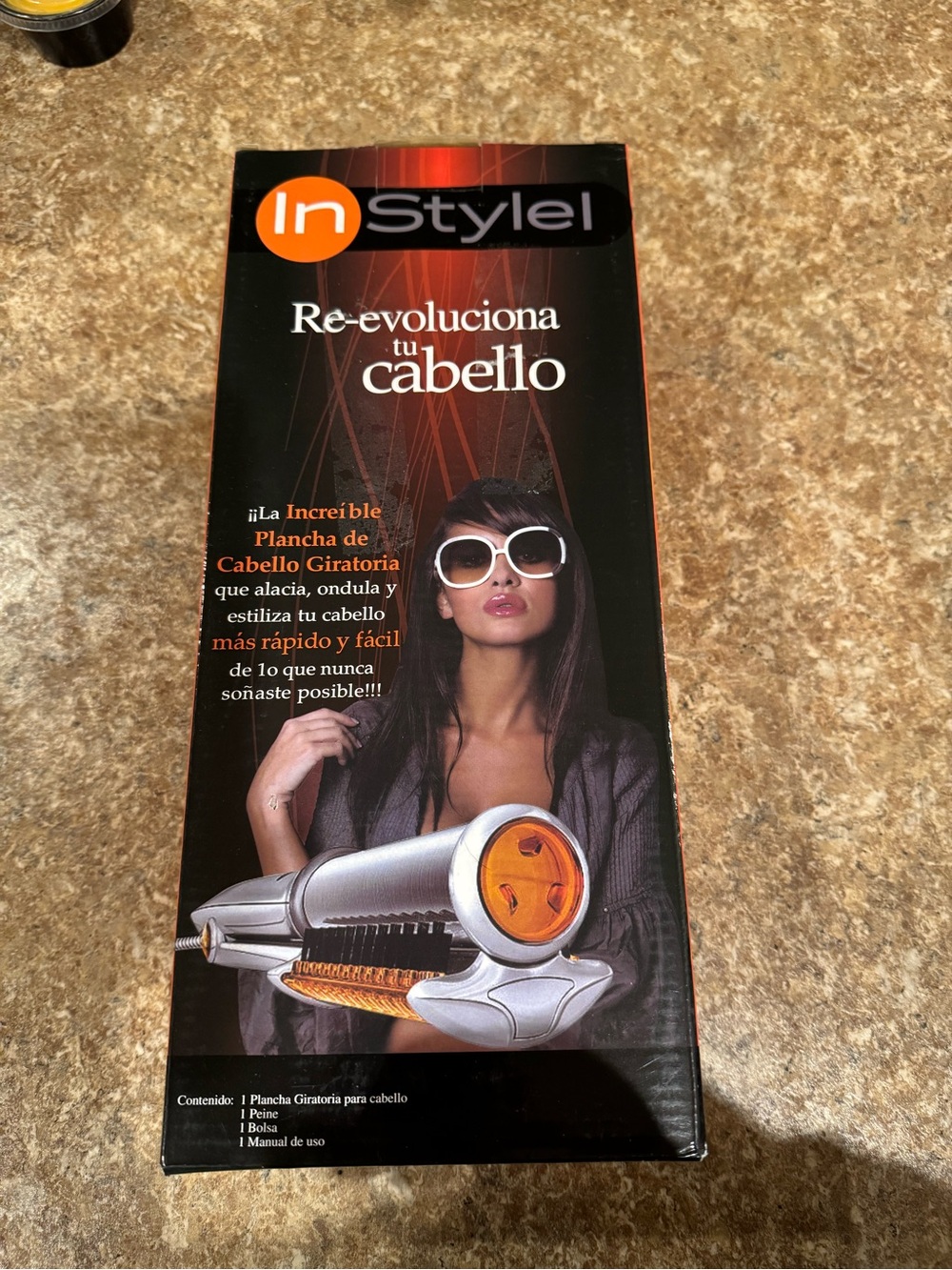 InStylel Silver and Orange Rotating Hair Styler – Smooth, Curl & Volumize